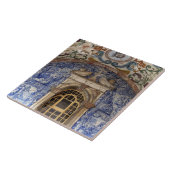 Europa, Portugal, Obidos. Farbenfrohe Architektur Fliese (Seite)