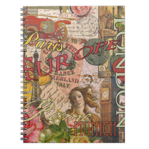Europa Reise Vintage Europäisch Paris Frankreich K Notizblock