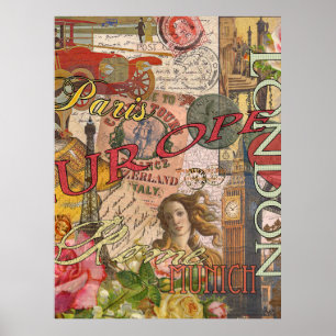 Europa Reise Vintage Europäisch Paris Frankreich K Poster