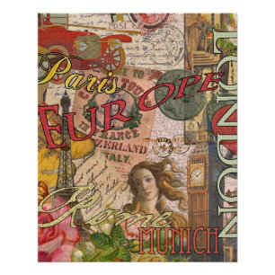 Europa Reise Vintage Europäisch Paris Frankreich K Poster