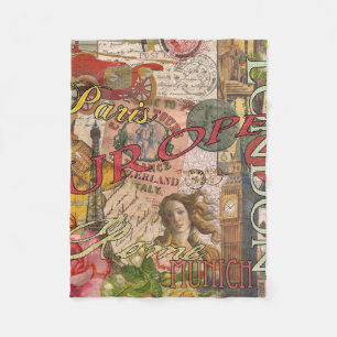 Europa Reisen Vintag Paris Frankreich Kunst Fleecedecke