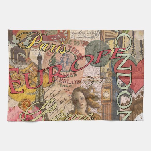 Europa Reisen Vintag Paris Frankreich Kunst Geschirrtuch (Horizontal)