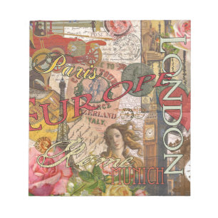 Europa Reisen Vintag Paris Frankreich Kunst Notizblock