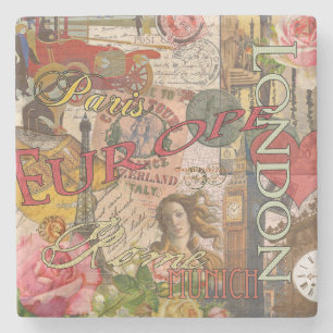 Europa Reisen Vintag Paris Frankreich Kunst Steinuntersetzer