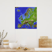 Europa, schattige Reliefkarte Poster (Küche)