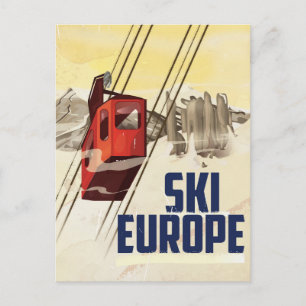 Europa Skifahren Vintage Reise Poster. Postkarte