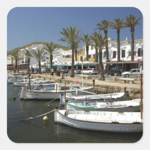 Europa, Spanien, Menorca (auch Menorca). Fischerei Quadratischer Aufkleber