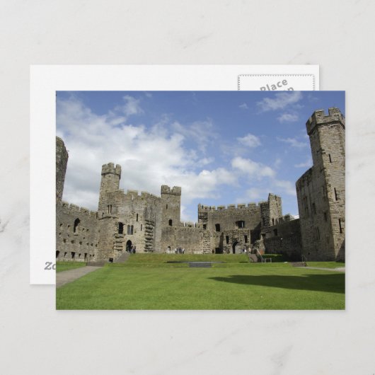Europa, Wales, Caernarfon. Caernarfon Castle, Postkarte (Vorne/Hinten)