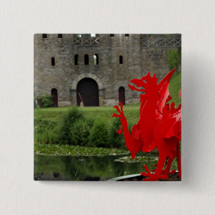 Europa, Wales, Cardiff. Schloss Cardiff. walisisch Button