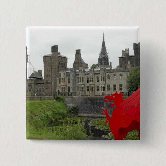 Europa, Wales, Cardiff. Schloss Cardiff. Walisisch Button (Vorderseite)