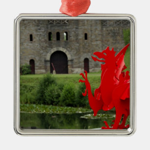 Europa, Wales, Cardiff. Schloss Cardiff. walisisch Silbernes Ornament