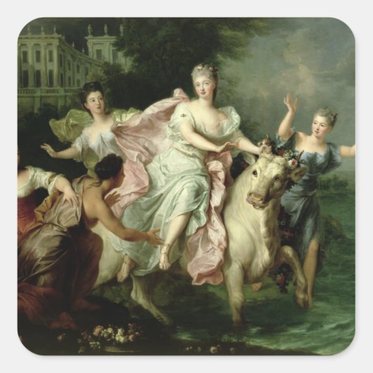 Europa wird von Jupiter durchgeführt Quadratischer Aufkleber (Vorderseite)