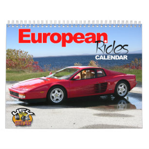 Europäer reitet Auto-Kalender Kalender