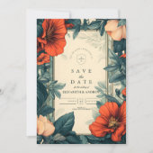 Europäische Blumenhochzeit im Jugendstil Save The Date (Vorderseite)
