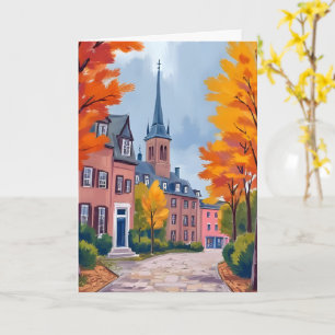 Europäische Dorfstraße Aquarell Reisekarte Karte