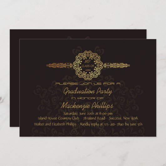 Europäische Elegance Abschluss Einladung (Vorne/Hinten)