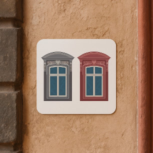 Europäische Fensterverzierte Architekturkunst Quadratischer Aufkleber