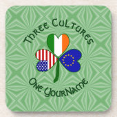 Europäische Gewerkschaft Irische Flaggen Kleeblatt Getränkeuntersetzer (Vorderseite)