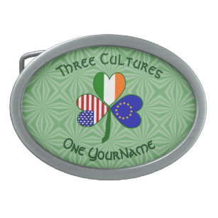 Europäische Gewerkschaft Irish USA Flags Kleeblatt Ovale Gürtelschnalle