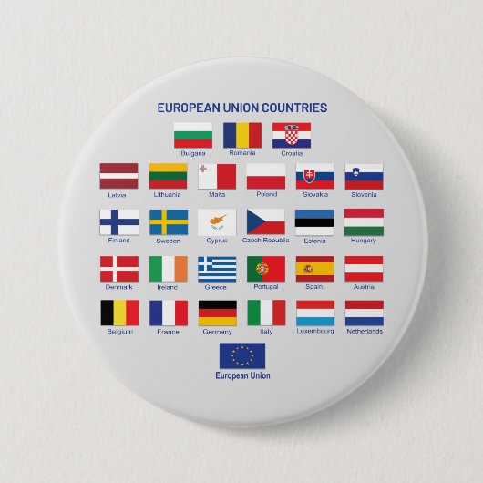 Europäische Gewerkschaften Flaggen EU-Länder Butto Button (Vorderseite)
