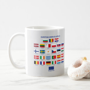 Europäische Gewerkschaften Flaggen EU-Länder Kaffe Kaffeetasse