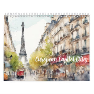 Europäische Hauptstädte 2026 Aquarell-Reisekunst Kalender