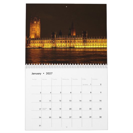 Europäische Hauptstädte Kalender (Jan 2027)