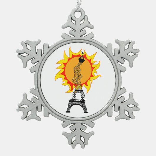 Europäische Hitzewelle Schneeflocken Zinn-Ornament (Vorderseite)