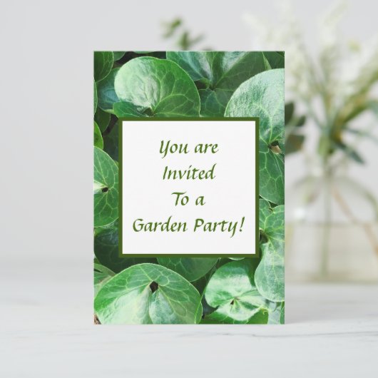 Europäische Ingwer-Pflanze verlässt Garten-Party Einladung (Stehend Vorderseite)