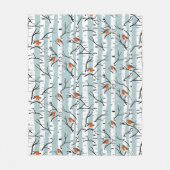 Europäische Robins auf Silberzange im Schnee blau Fleecedecke (Vorderseite)