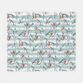 Europäische Robins auf Silberzange im Schnee blau Fleecedecke (Vorderseite (Horizontal))