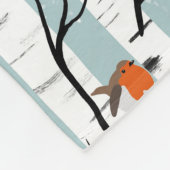 Europäische Robins auf Silberzange im Schnee blau Fleecedecke (Ecke)