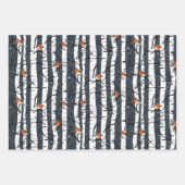 Europäische Robins auf Silberzange im Schneegroman Geschenkpapier Set (Vorderseite 2)