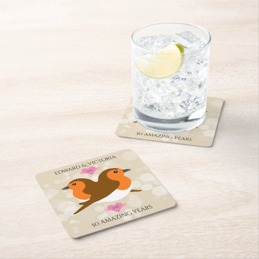 Europäische Robins lieben jedes Jahr Rechteckiger Pappuntersetzer (Vor Ort)