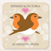 Europäische Robins lieben jedes Jahr Rechteckiger Pappuntersetzer (Vorderseite)