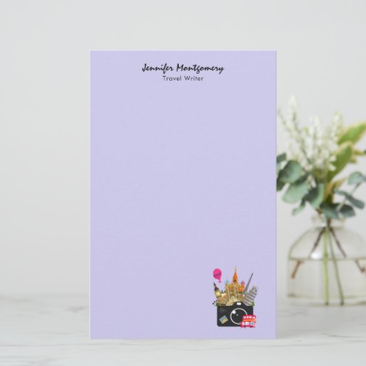 Europäische Sehenswürdigkeiten mit Kamera Briefpapier (Stehend Vorderseite)