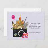 Europäische Sehenswürdigkeiten mit Kamera Postkarte (Vorne/Hinten)