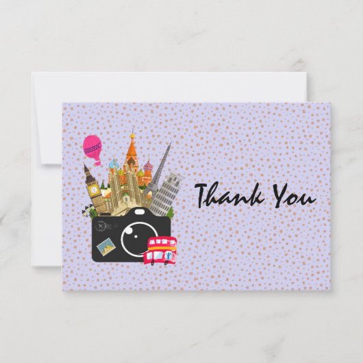 Europäische Sehenswürdigkeiten mit Kamera Vielen D Dankeskarte (Vorderseite)