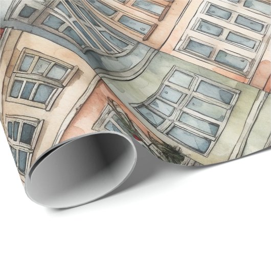 Europäische Stadtfenster Geschenkpapier (Rolleneckpunkt)