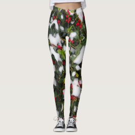 Europäische Stechpalme mit Schnee Legging Leggings