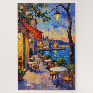 Europäische Straße bei Sonnenuntergang Puzzle