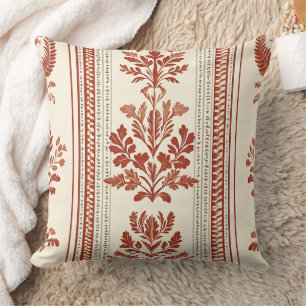 Europäische Terrakotta-Toile mit botanischen Strei Kissen