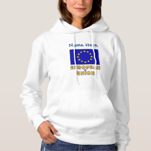 Europäische Union und EU-Flagge Blau Personalisier Hoodie