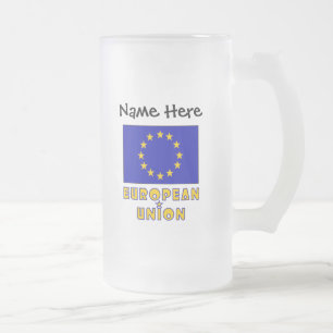Europäische Union und EU-Flagge personalisiert Mattglas Bierglas