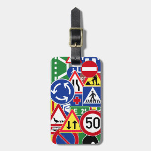 Europäische Verkehrszeichen-Collage Gepäckanhänger