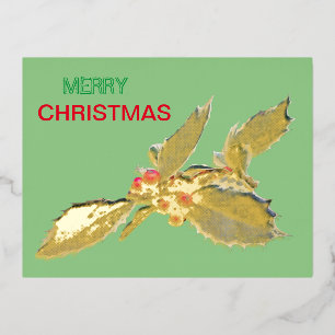 Europäische Weihnachts-Goldfoil-Postkarte Folien Feiertagspostkarte