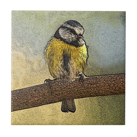 Europäischer blauer Tit Fliese (Vorderseite)