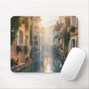 Europäischer Kanal mit einer Ingwerkatze Mousepad