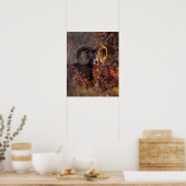 Europäischer Mufflon-Widder im Herbstwald-Wildlebe Poster (Küche)