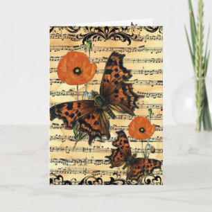 Europäischer Schmetterling mit Mohn-Grußkarte Karte